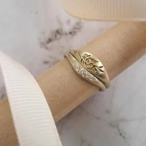 Bague Ouverte Empilable en Alliage Floral Strass Pour Femmes Plaqué Or Argent Or Rose Bijoux de Mode
