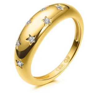 Bague Étoile en Strass en Alliage Minimaliste de Mode Européenne et Américaine Femmes Bague Ouverte Géométrique Bijoux de Doigt Cadeau