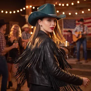 Retro suède westerse cowboyhoed met sprankelende strass kettingband voor carnaval feest.
