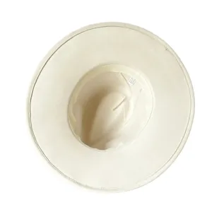 Chapeau fedora classique à large bord en blanc cassé, chapeau de soleil élégant pour femmes.