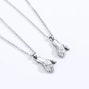 Couple magnetic hand matching necklace silver color clavicle chain simple pendant gift