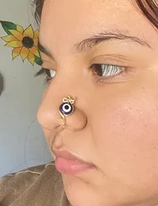 Gouden boze oog neus manchet zonder piercing clip op neusring mode lichaam sieraden detail