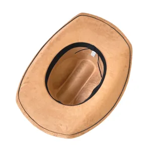 Chapeau de cowboy occidental à large bord vintage pour hommes et femmes, chapeau de soleil en daim.