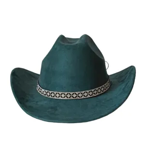 Retro rhinestone suede western cowboy hat for men and women party fashion headwear item