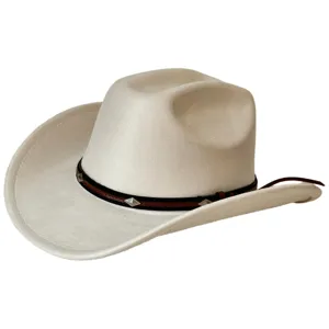 Sombrero de vaquero estilo occidental de ante sintetico con ala ancha para aire libre.