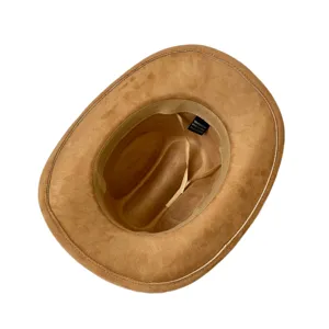 Chapeau de cowboy en daim marron vintage, fedora rétro classique pour hommes et femmes.