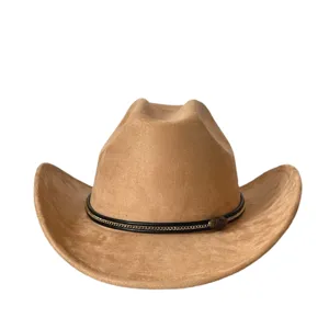 Cappello da cowboy western in camoscio fedora jazz vintage a tesa larga per l'autunno