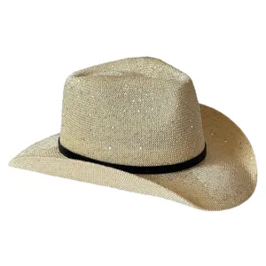 Cappello da cowboy western con paillettes per uomo e donna, cappello da sole traspirante chic.
