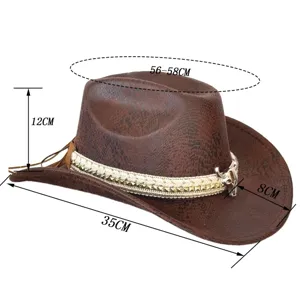 Retro slangenprint westerse cowboyhoed met brede rand, stijlvolle zonnehoed voor buitenreizen.