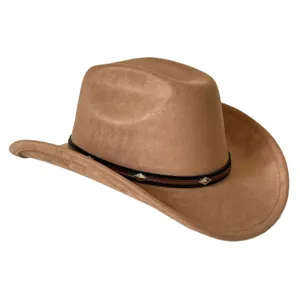 Sombrero de vaquero occidental de ala ancha retro fedora de ante para disfraz al aire libre