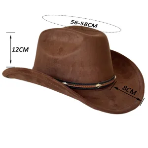 Sombrero de vaquero occidental de ala ancha retro ante fedora sombrero de equitación