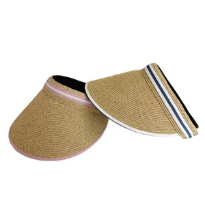 Chapeau vide en paille de style japonais pour femme, visière de soleil de plage, anti-UV.