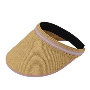 Visiere de soleil en paille pour femme ete plage haut vide protection UV chapeau elegant