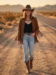 Brauner Wildleder Western Cowboyhut mit Strassband, stilvolles Detail für Outdoor Party und Shoot.