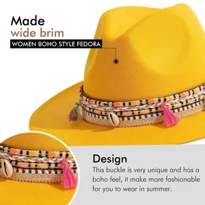 Chapeau fedora boho femme feutre de laine large bord retro vintage mode chapeau de soleil