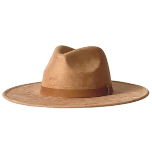 Chapeau fedora rétro à large bord en similicuir suédé pour femme homme style élégant.