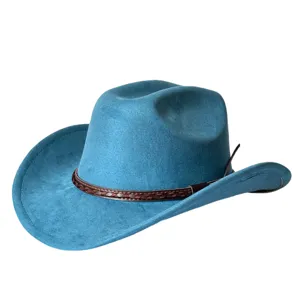 Cappello da cowboy western in camoscio stile vintage americano a tesa larga per moda all aperto