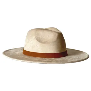 Chapeau fedora retro a large bord en sude synthetique avec bande marron mode automne
