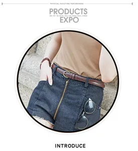 Γυναικεία ρετρό λεπτή δερμάτινη ζώνη casual μόδα αγκράφα λεπτομέρεια προβολή στυλ