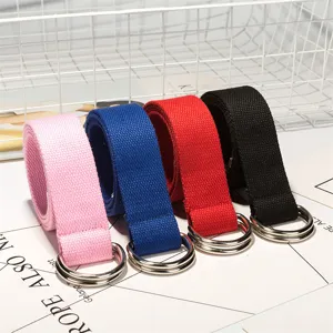 Cintura in Tela Unisex Fibbia a Doppio Anello D Cintura Tessuta Casual Per Uomo E Donna Accessorio Moda Quotidiana
