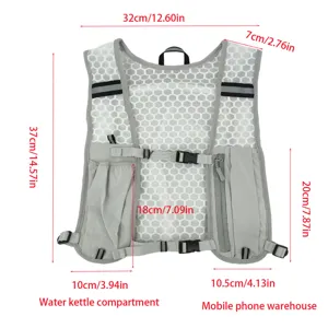 Breathable mesh running hydration vest with multi pockets, ideal for outdoor hiking.