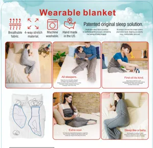 Manta wearable comoda saco de dormir elastico tela transpirable para hogar viaje relax
