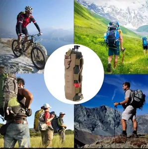 Tactical MOLLE water bottle pouch for outdoor hiking and professional cycling equipment.