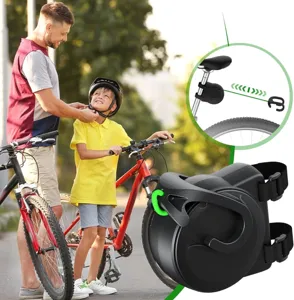 Fietsleepkabel voor mountainbiken, uitschuifbare ouder-kind trekriem detail weergave.