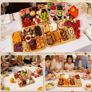 Bambus Wurstplatte geteiltes Snacktablett Obst Käseplatte für Party Unterhaltung
