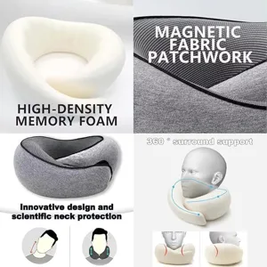 Travel neck pillow memory foam U-shaped pillow ergonomic support for airplane use.
