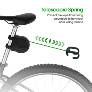 Fiets intrekbaar sleepkoord voor mountainbiken, veerontwerp voorkomt wielenwarrig.
