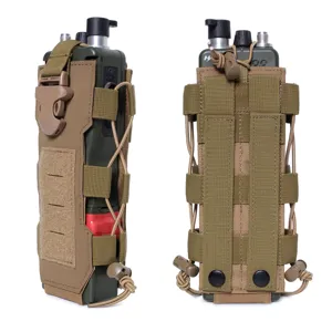 Tactical radio pouch MOLLE accessory bag detail view showing durable nylon webbing and buckle.