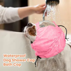 Waterproof Dog Shower Cap Bathing Head Cover Adjustable Pet Ear Protection Hat For Swimming Bath Grooming