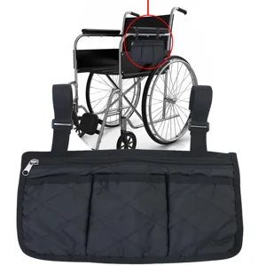 Black wheelchair side storage bag stroller hanging bag waterproof multi pocket organizer