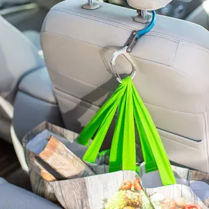Car back seat headrest hook aluminum alloy rotating carabiner hanger for bags and grocery storage