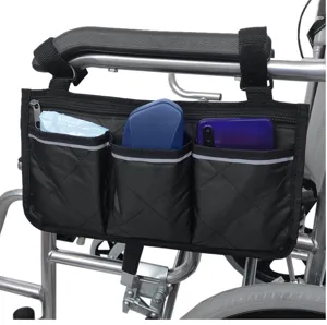 Waterproof Wheelchair Side Storage Bag Stroller Hanging Bag Quilted Travel Sundries Organizer Storage Pouch