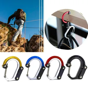 Multifunctional D Shaped Aluminum Alloy Carabiner 360 Degree Rotating Keychain Outdoor Hiking Camping Snap Hook Clip