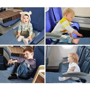 Portable kids airplane footrest and travel bed extender for comfortable toddler flights.