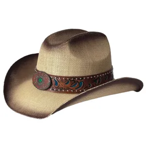 Chapeau de cowboy vintage dégradé pour homme et femme, chapeau de paille anti-soleil large.