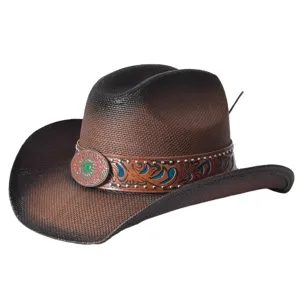 Chapeau de cowboy occidental peint vintage pour hommes femmes, chapeau de paille large bord été.