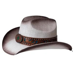 Chapeau de cowboy occidental pour homme et femme, chapeau de paille rétro dégradé