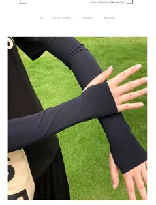 Black ice silk sun protection arm sleeves for outdoor driving cycling UV protection breathable.