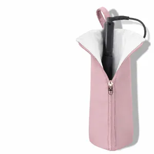 Portable curling iron travel storage bag, waterproof heat resistant hanging cosmetic pouch case