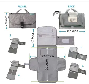 Portable waterproof foldable baby diaper changing pad mat station bag with multiple pockets