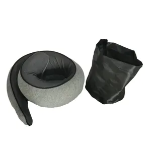 Memory foam snail travel neck pillow U shaped pillow with portable black storage bag main