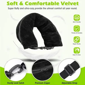 Funda de cojín de viaje rellenable de terciopelo almohada en U portátil para avión