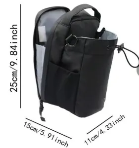 Tragbare schwarze Fitness Wasserflasche Tasche mit Magnetverschluss und Seitentaschen.