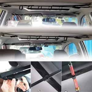Detalle de correa para caña de pescar de techo de coche, soporte ajustable para interior.