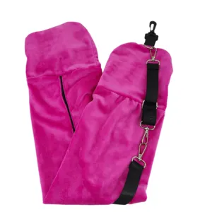 Funda de almohada de viaje rosa rellenable bolsa de almacenamiento con correa para avion.