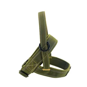 Tactical dog harness vest army green side view for large dogs heavy duty training pet